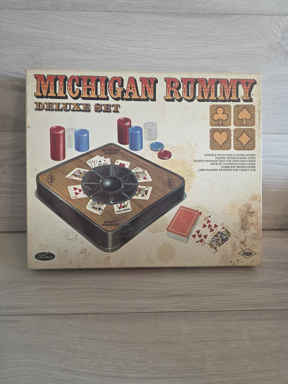 Michigan Rummy Casino Set 1970 E.S Lowe No 66 Plastic Game Board Vintage SU13